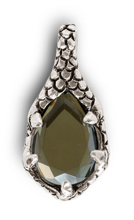 Pendant - smoky grey crystal, grey, Pewter and lead-free Crystal glass, cm 5,5 x 2,5