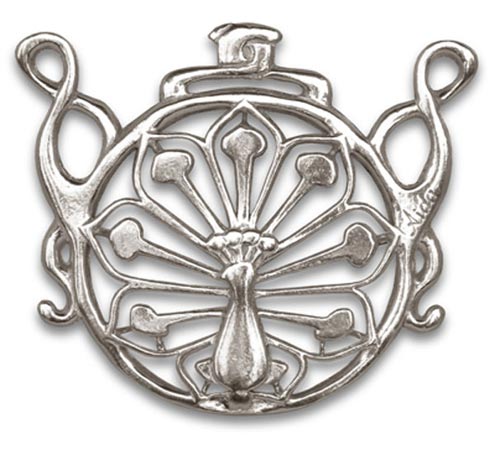 Jugendstil Kettenanhänger, Grau, Zinn / Britannia Metal, cm 6,5 x 6,5