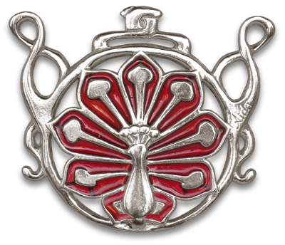 ペンダント - siam, グレー および 赤, ピューター / Britannia Metal, cm 6,5 x 6,5