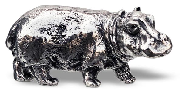Statuette - hippopotame, gris, étain, cm 9