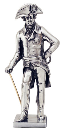 Frederick the Great with sword and rod figurine, grey, Pewter, cm h 14,5