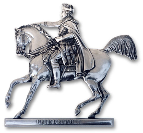 Frederick the Great on horseback, серый, олова, cm 22x22