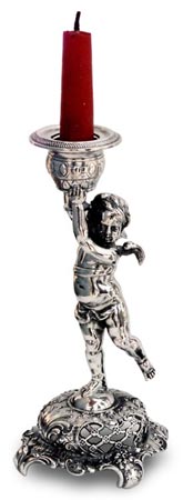 Kerzenleuchter - Engel Figur, Grau, Zinn / Britannia Metal, cm h 18,5