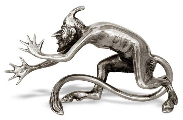 Erotic sculpture - devil without penis, grey, Pewter, cm 13 x 8