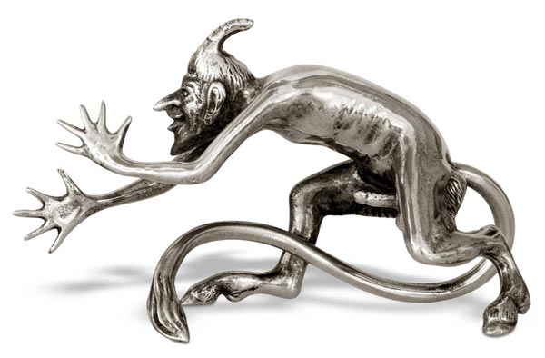 Estatuilla erótica - diablo, gris, Estaño, cm 13 x 8