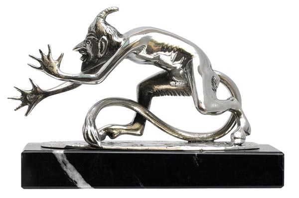 Erotic sculpture - devil, grey and black, Pewter and Marble, cm 14x h 10,5
