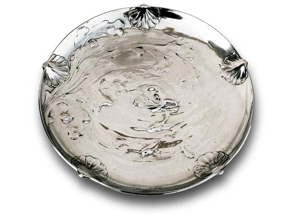 Round bowl w/fish, gri, Cositor / Britannia Metal, cm Ø 25