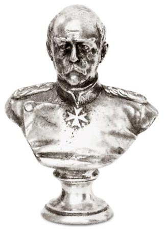Metall Skulptur - Bismarck Buste, Grau, Zinn / Britannia Metal, cm 8