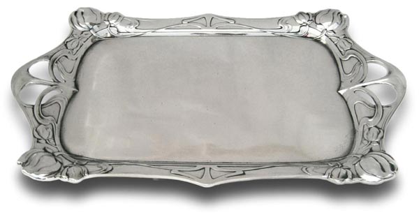 Vassoio rettangolare, grigio, Metallo (Peltro) / Britannia Metal, cm 40 x 25