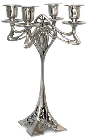 Four-flames candelabra - Eiffel (without flowers), grey, Pewter / Britannia Metal, cm h 29,5