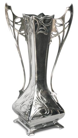 Flower vase, grey, Pewter / Britannia Metal, cm h 35