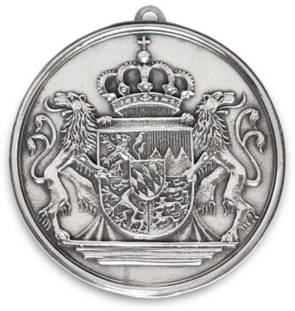 Medallón - escudo de armas de Baviera, gris, Estaño / Britannia Metal, cm 10,5