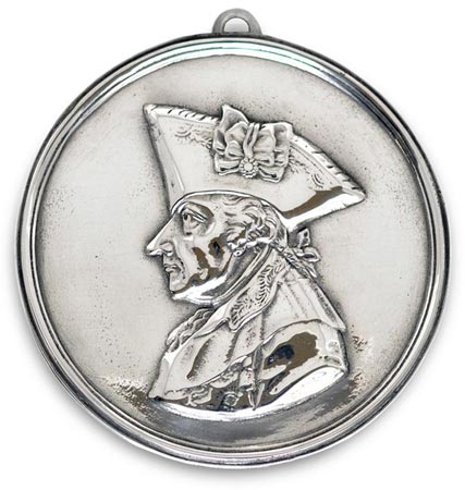 Медальон - Фридрих II (король Пруссии), серый, олова / Britannia Metal, cm 10,5