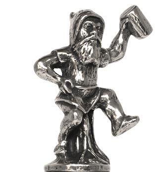Gnome with jug statuette, grey, Pewter / Britannia Metal, cm h 4
