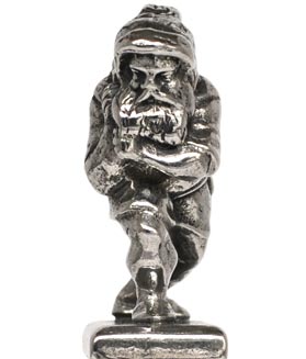 Gnome with food figurine, grey, Pewter / Britannia Metal, cm h 3,8