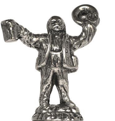 Estatuilla - hombre que brinda, gris, Estaño / Britannia Metal, cm h 4,5