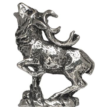 Statuette - Hirsch, Grau, Zinn, cm h 4,2
