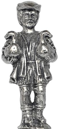 Miniatura - hombre con ocas, gris, Estaño, cm h 6