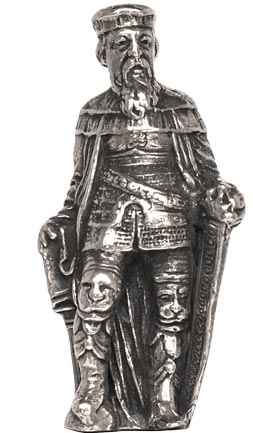 Statuette - Mann mit Schwert, Grau, Zinn / Britannia Metal, cm h 5