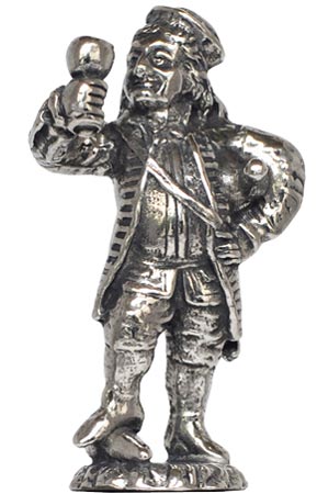 Statuetta - uomo con fiasco - Heidelberg, grigio, Metallo (Peltro), cm h 5,3