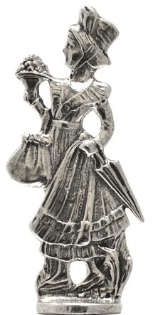 Statuetta - donna a passeggio, grigio, Metallo (Peltro), cm h 6,6