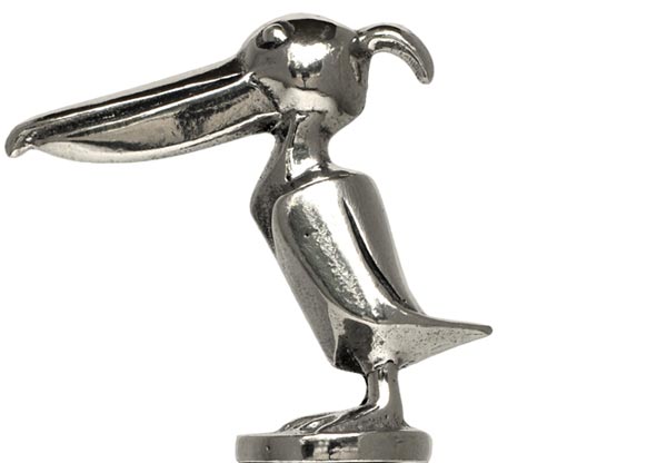 Statuette - pelican, gris, étain, cm h 5,4