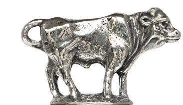 Statuetta - mucca, grigio, Metallo (Peltro) / Britannia Metal, cm h 2,4
