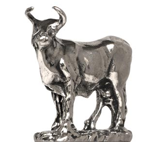 Bull statuette, grey, Pewter / Britannia Metal, cm h 3,4
