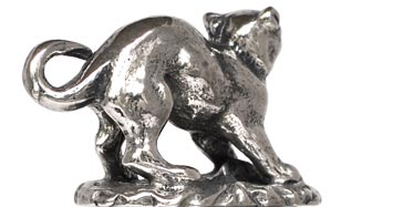 Cheetah statuette, grey, Pewter / Britannia Metal, cm h 2,1