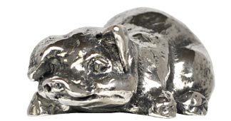 Piglet statuette, grey, Pewter / Britannia Metal, cm h 1,7