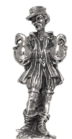 Estatuilla - hombre con ocas, gris, Estaño / Britannia Metal, cm h 9,8