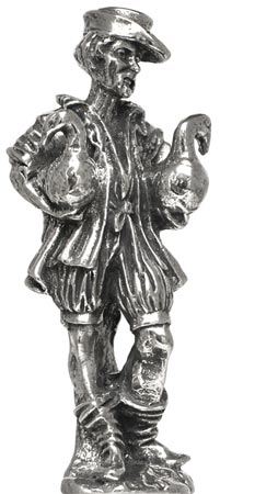 Nuremberg goose man figurine, grey, Pewter / Britannia Metal, cm h 9,8