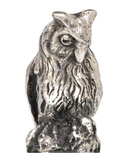 Owl, gri, Cositor, cm h 3,4