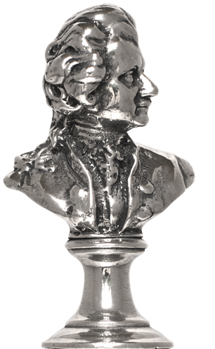 Statuette - Mozart mit unterstützen, Grau, Zinn / Britannia Metal, cm h 5,8