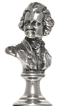 Mozart with support figurine, grey, Pewter / Britannia Metal, cm h 5,8