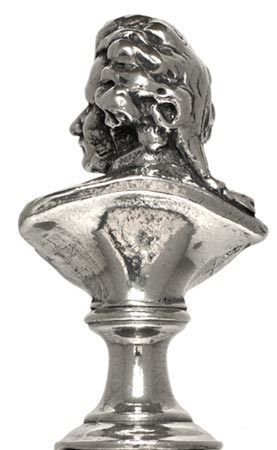 Mozart with support figurine, grey, Pewter / Britannia Metal, cm h 5,8