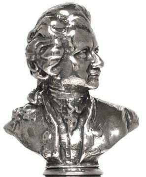 Kleine Statue - Mozart Bueste, Grau, Zinn, cm h 4,2