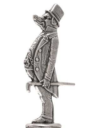 Pig with tail-coat figurine, grey, Pewter / Britannia Metal, cm h 6,1