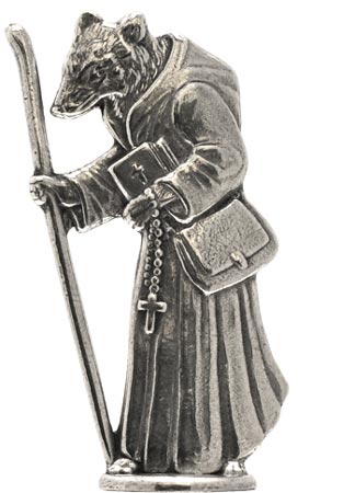 Wolf with habit statuette, grey, Pewter / Britannia Metal, cm h 5,6