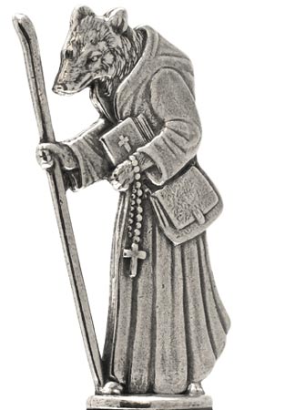 Wolf with habit statuette, grey, Pewter / Britannia Metal, cm h 5,6