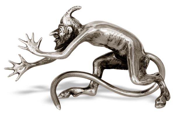 Estatuilla erótica - diablo, gris, Estaño, cm 6 x 3