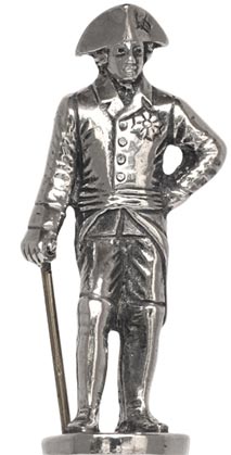 Frederick the Great with rod figurine, grey, Pewter, cm h 6,2