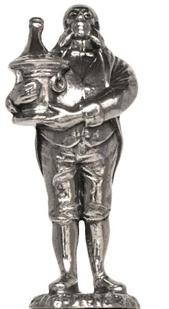 Statuetta - uomo con bottiglia, grigio, Metallo (Peltro) / Britannia Metal, cm h 5,3