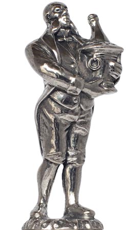 Man with bottle figurine, grey, Pewter / Britannia Metal, cm h 5,3
