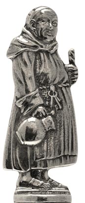 Statuetta - frate con brocca, grigio, Metallo (Peltro), cm h 6,1