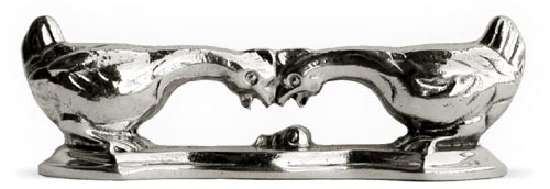 Porte couteaux de table - poule, gris, étain, cm 8.5 x h 3