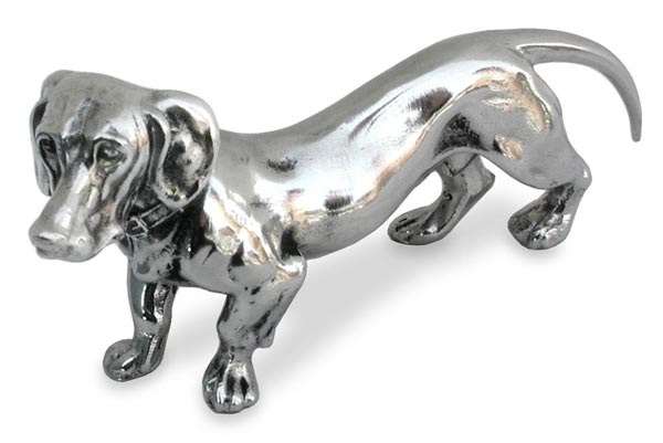 Metall Skulptur - Dackel, Grau, Zinn, cm 9,5x4,5