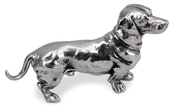 Metall Skulptur - Dackel, Grau, Zinn, cm 9,5x5,5