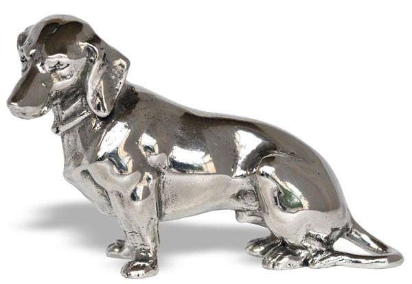 Statue - sat dachshund, grey, Pewter, cm 10x7