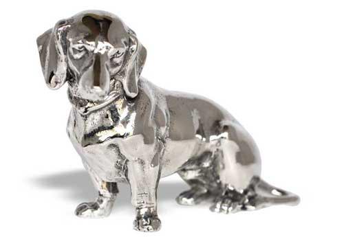 Statue - sat dachshund, grey, Pewter, cm 10x7